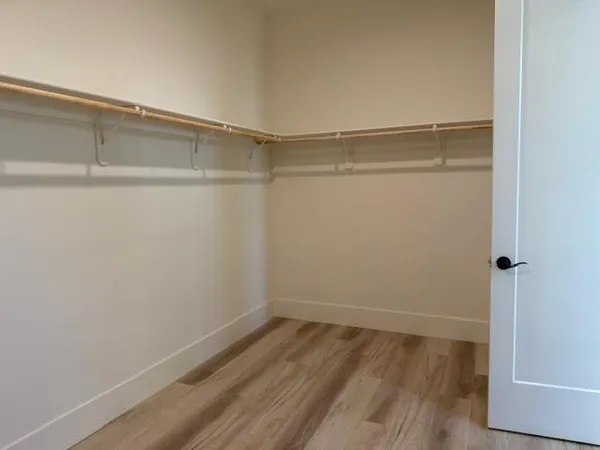 a view of an empty walk in closet