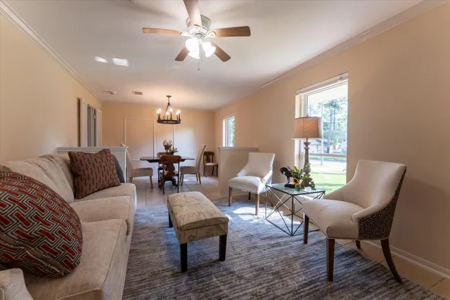 a living room with furniture
