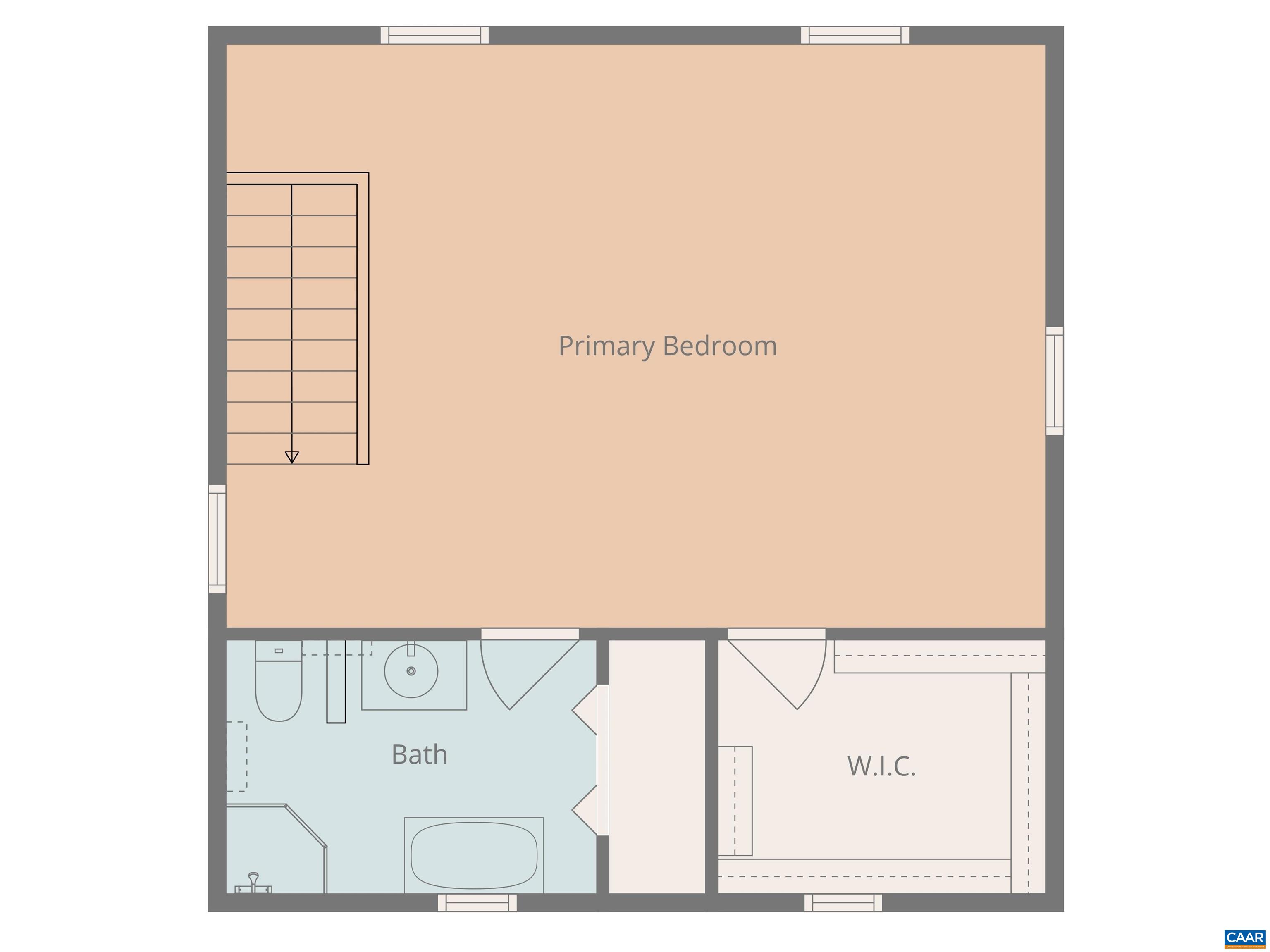 987 Matthew Mill Road Ruckersville, VA 22968 - Photo 62 of 63 Retreat to the luxurious Primary Suites, featuring a massive bedroom (23'3" x 16'7"), a spacious bath (10'6" x 7'3"), and a generous walk-in closet (9'4" x 7'3"). This floorplan details the private, top-floor sanctuary.