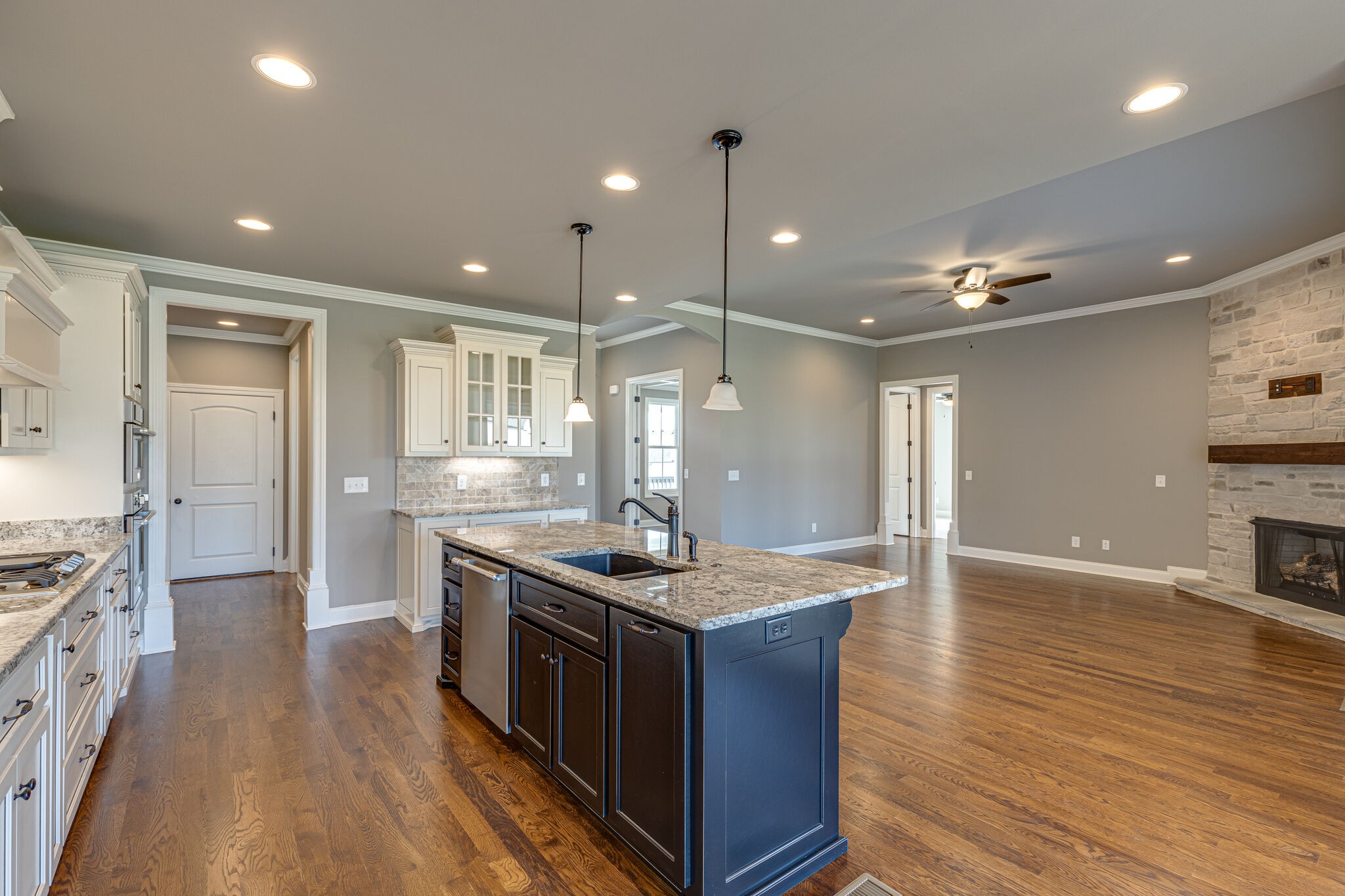 2040 Imagine Circle Spring Hill, TN 37174 - Photo 18 of 51 a kitchen with stainless steel appliances granite countertop a sink stove and wooden floor