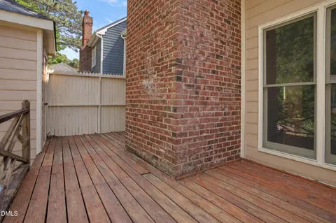 a view of wooden balcony