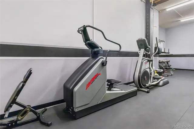a room with gym equipment