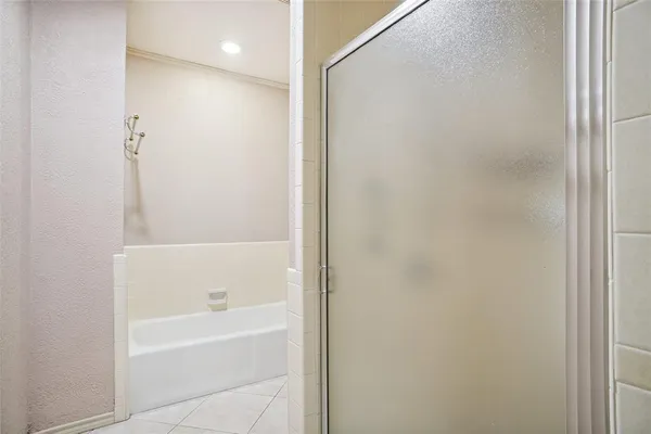 a bathroom with a bathtub