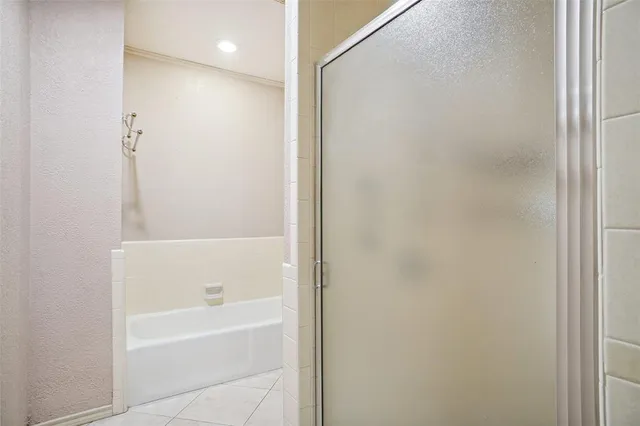 a bathroom with a bathtub