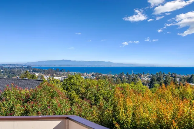 a view of a city and an ocean view