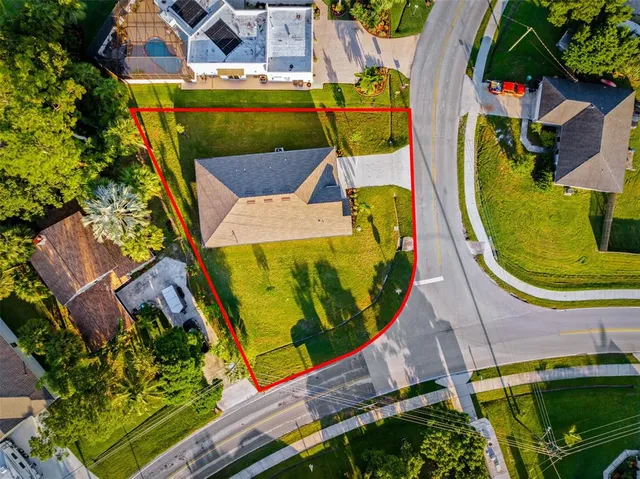 an aerial view of a house