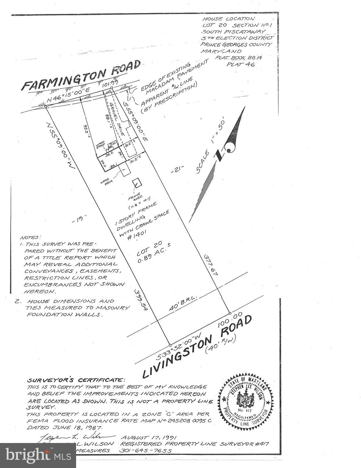 1401 Farmington Road East Accokeek, MD 20607 - Photo 34 of 34 Survey Plat of Lot
