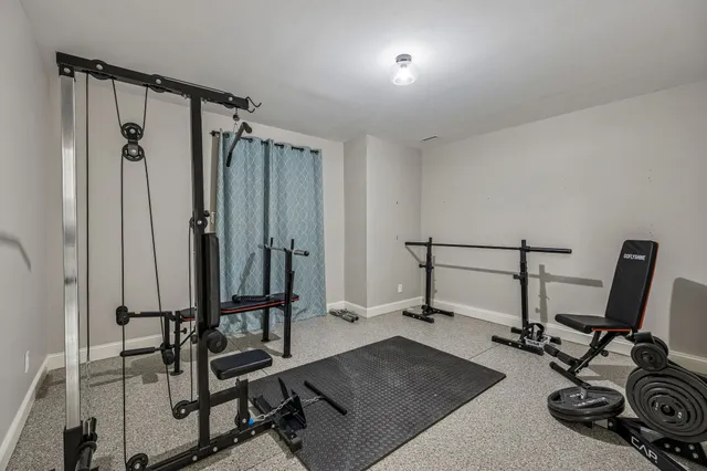 a view of a room with gym equipment