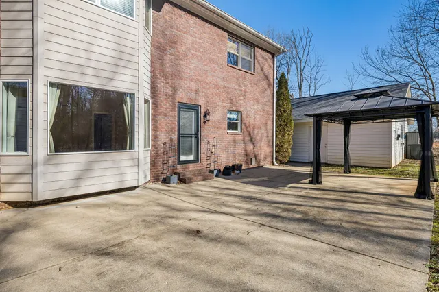 a view of a building with entrance gate