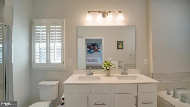 a bathroom with a toilet a sink and mirror