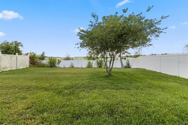 a view of a house with a yard and a tree