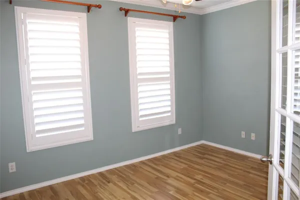 a view of a room that has a window in it