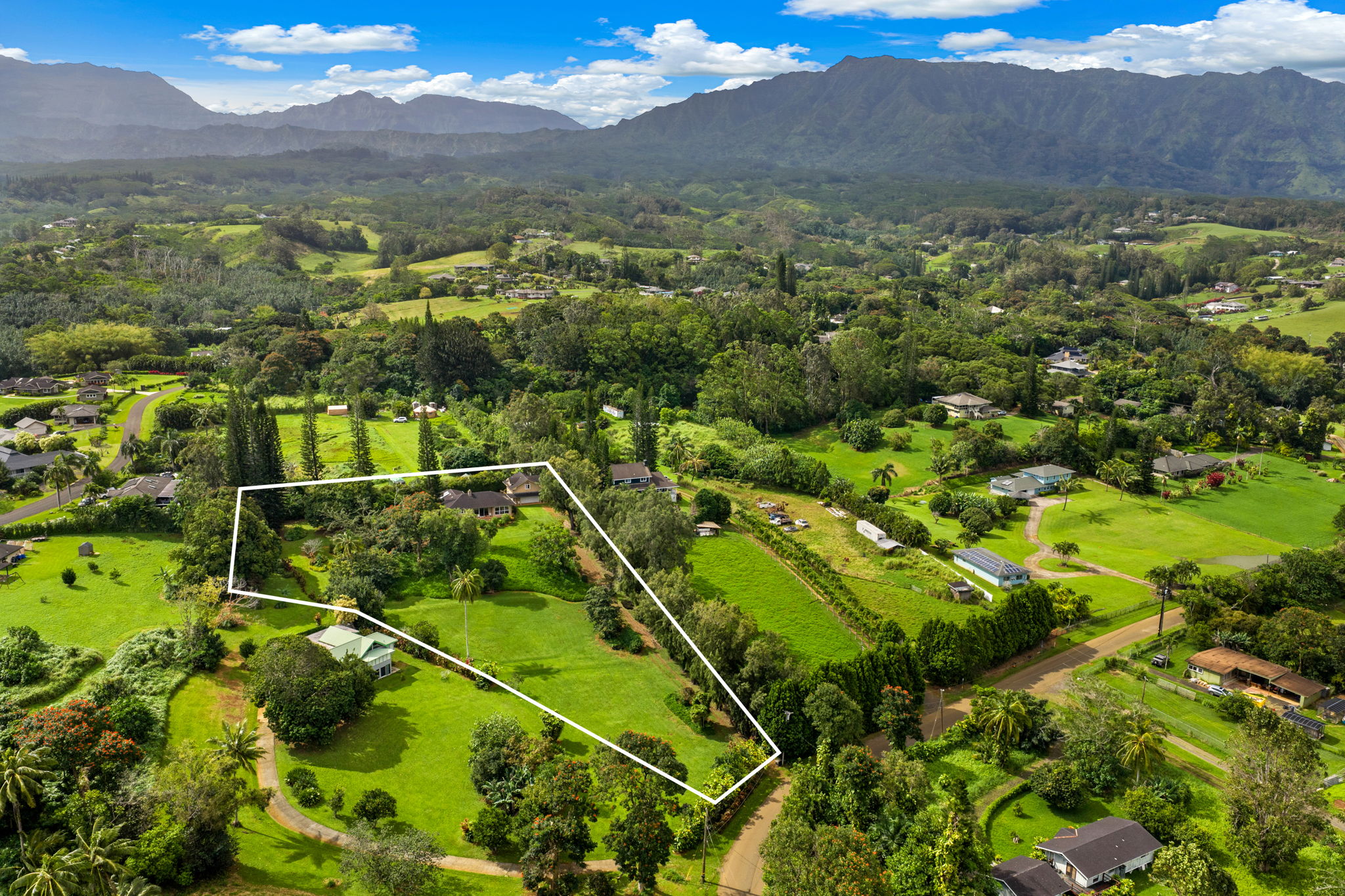 597 Puuopae Road Kapaa, HI 96746 - Photo 19 of 30 a view of a lush green hillside and a houses