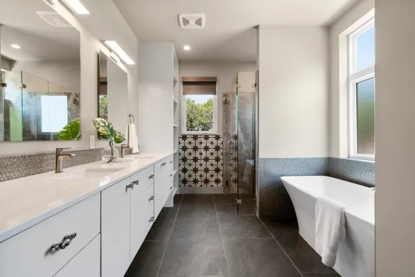 a bathroom with a shower