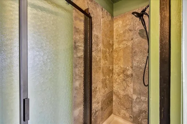 an empty room with fan