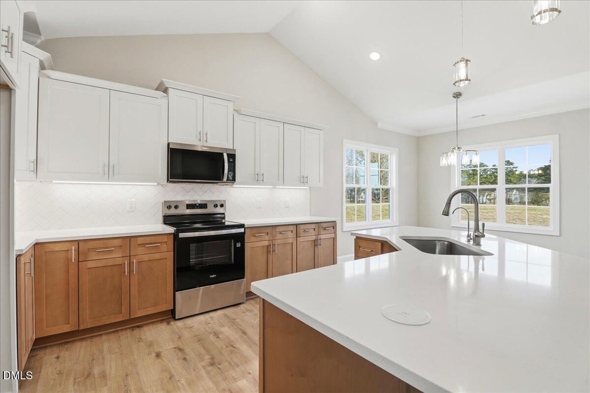 1345 Scarlet Oak Rd Spring Spring Hope, NC 27882 - Photo 8 of 23 a kitchen with stainless steel appliances granite countertop a sink a stove and a refrigerator