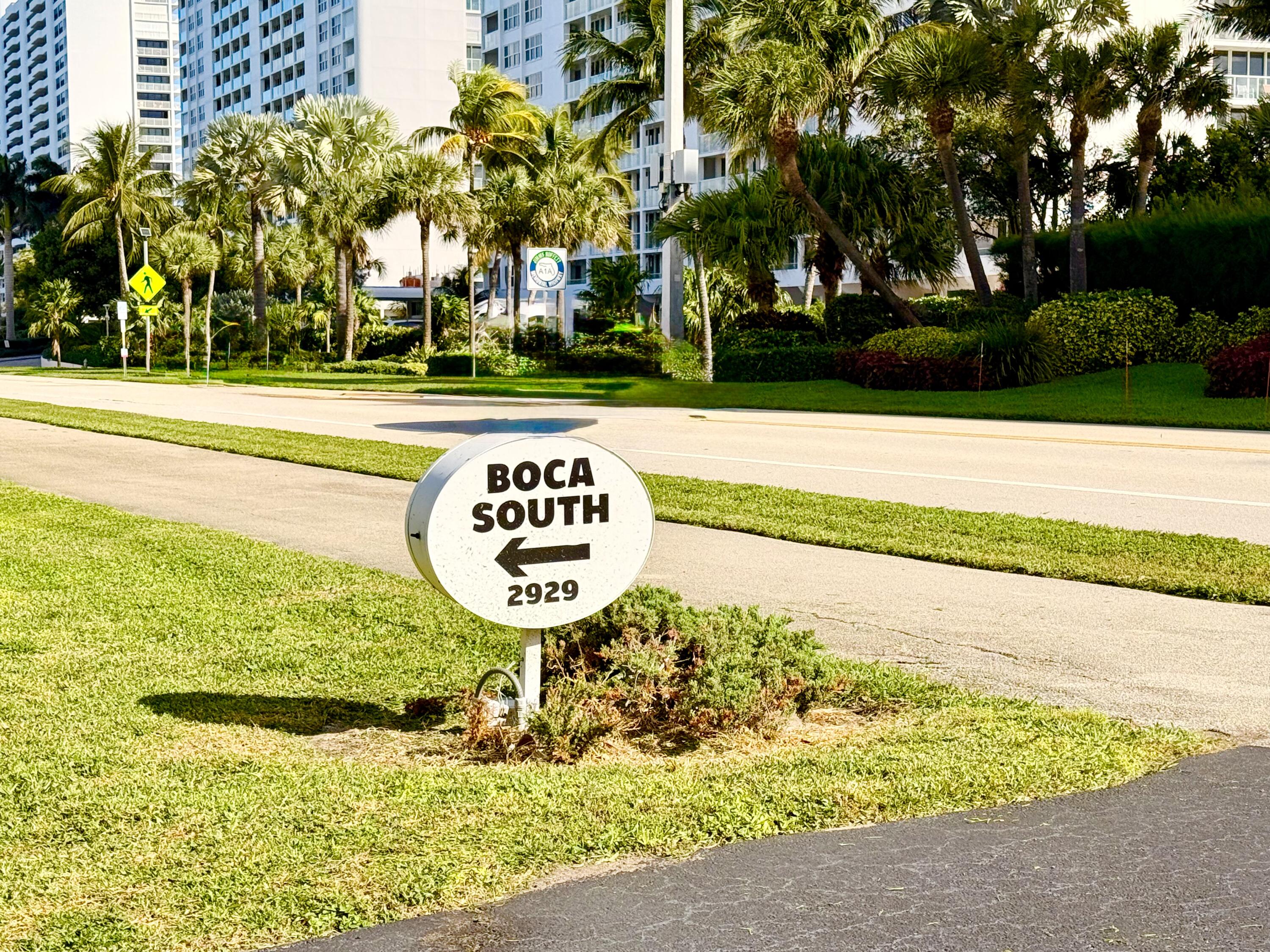 2929 South Ocean Boulevard, Unit 406 Boca Raton, FL 33432 - Photo 2 of 16 driveway sign from A1A