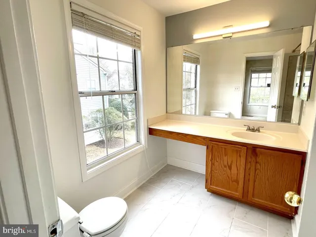 a bathroom with a double vanity sink toilet and a mirror