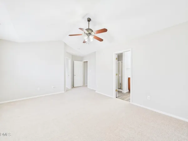 a view of a small space with a fan