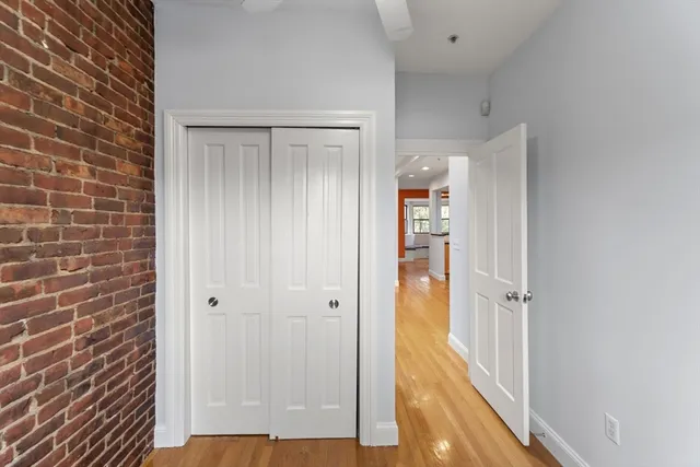 a view of a bathroom with a door