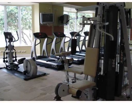 a view of a room with gym equipment