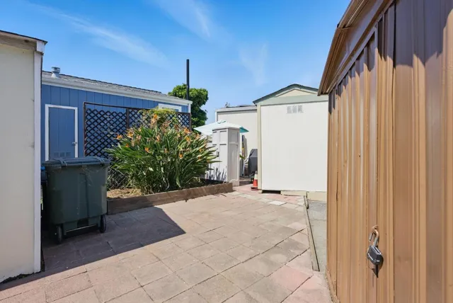 a view of a house with a potted plant and a window