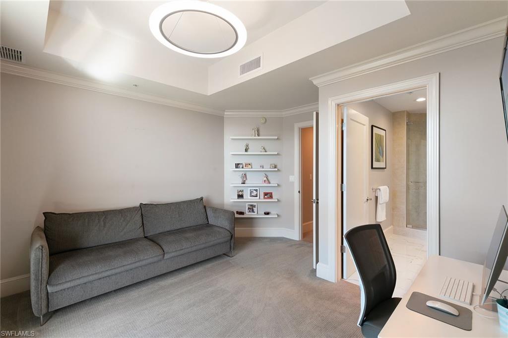 9123 Strada Place, Unit 7510 Naples, FL 34108 - Photo 20 of 38 Home office with crown molding and light carpet