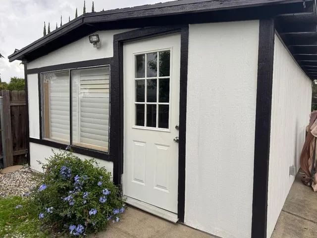 a house view with a garden space