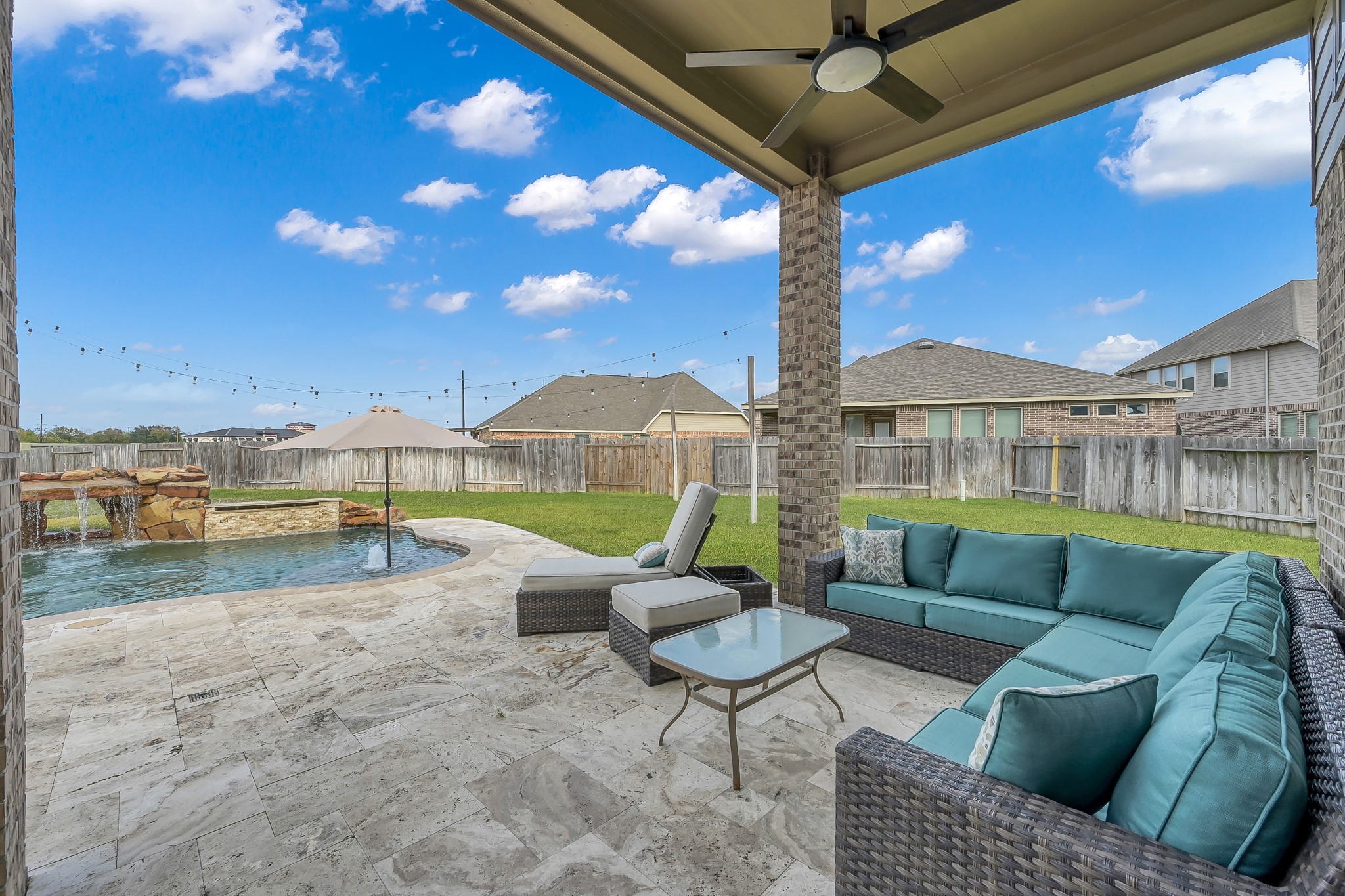 21926 Shamion Court Spring, TX 77379 - Photo 42 of 50 Large travertine back porch!