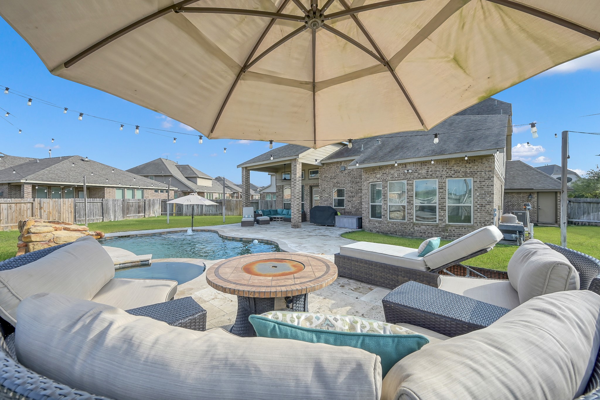 21926 Shamion Court Spring, TX 77379 - Photo 49 of 50 Enjoy the view of the pool and sunshine out on this deck!