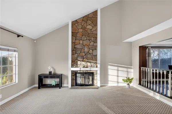 a view of livingroom with furniture and fireplace