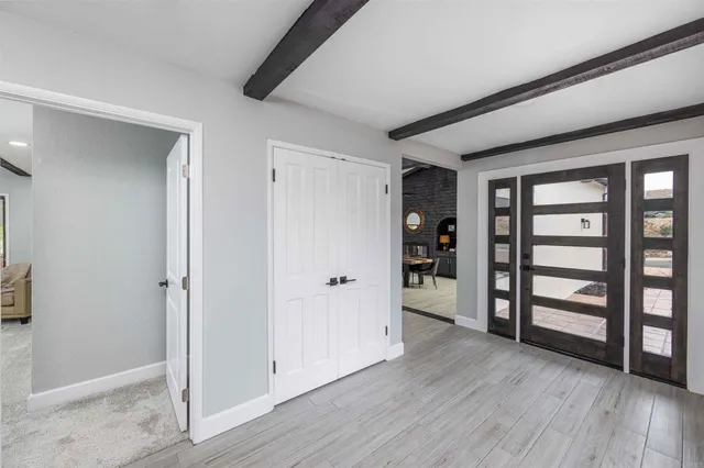 wooden floor and windows in a room