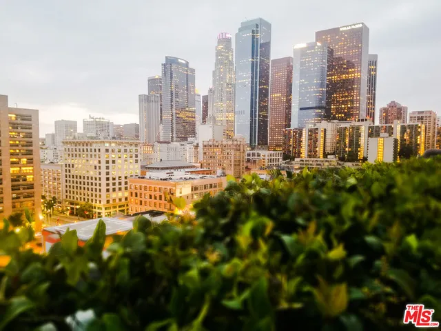 a view of city and tall buildings