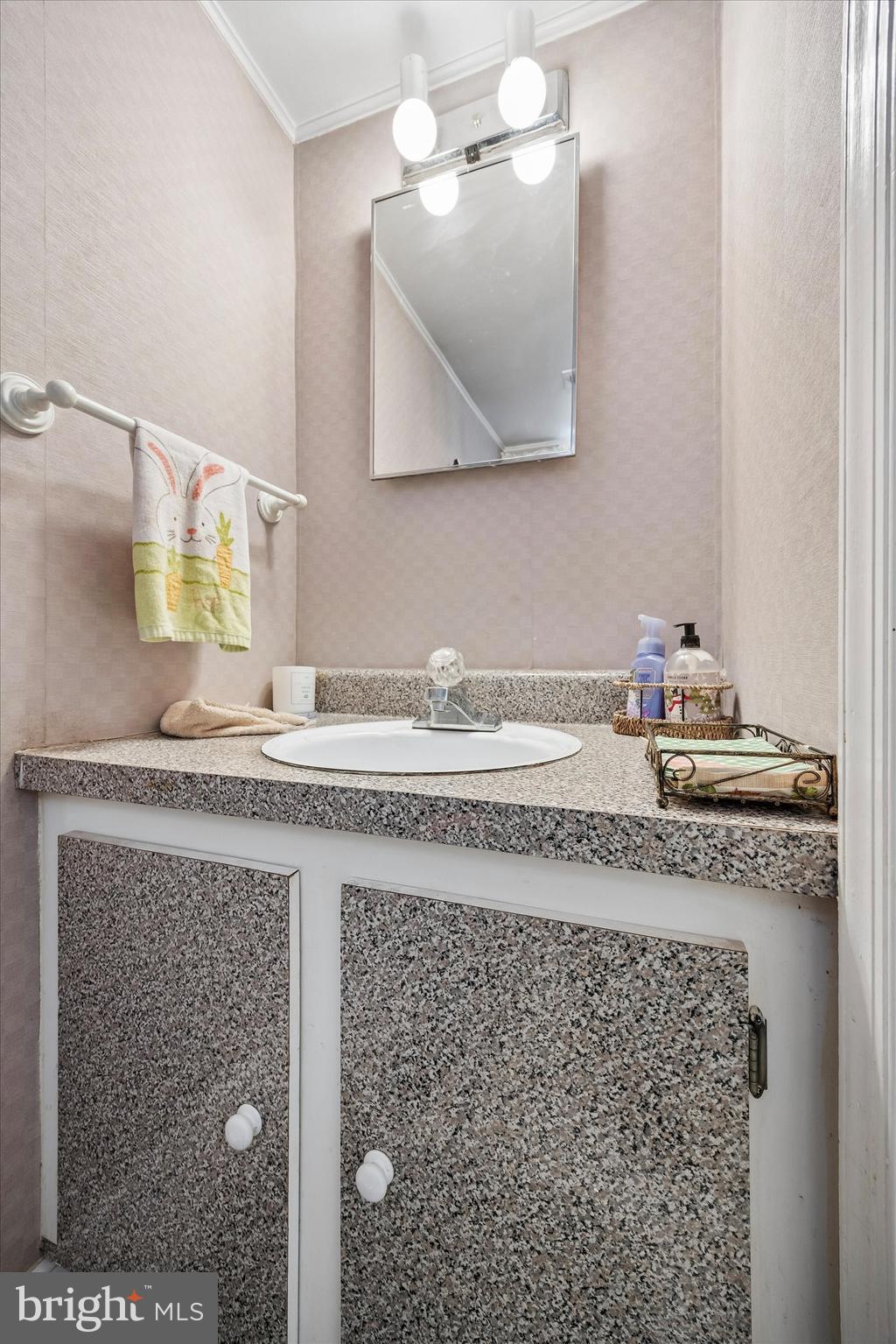 400 Woodhaven Road Philadelphia, PA 19116 - Photo 21 of 25 a bathroom with a granite countertop sink a mirror and vanity