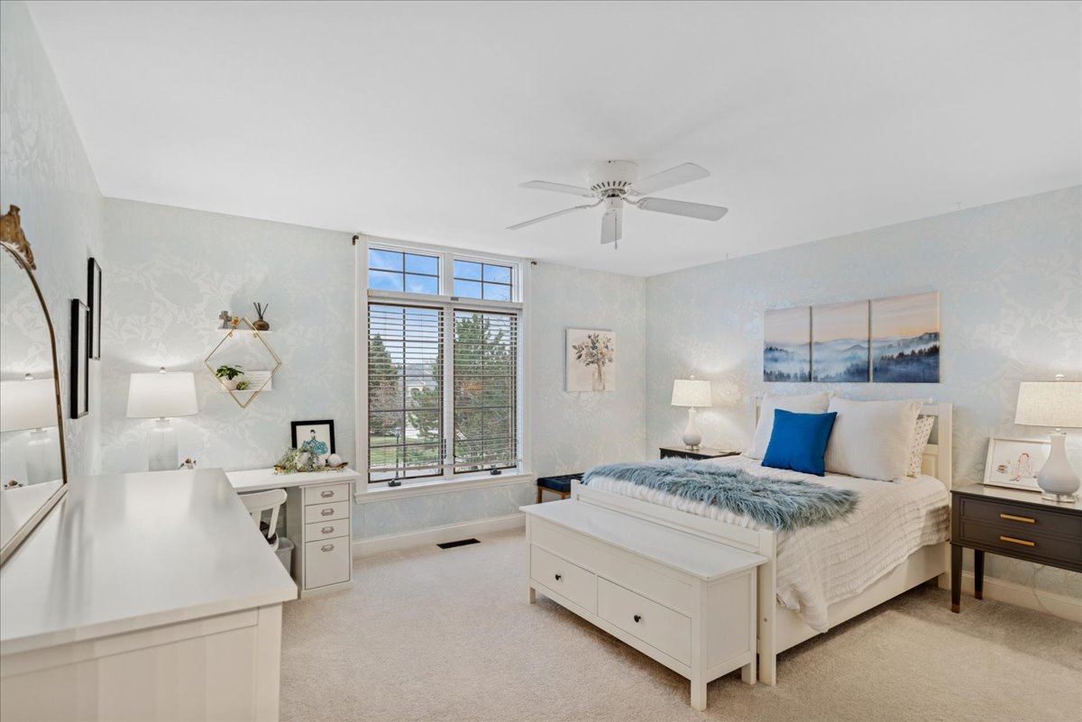 14840 Creekside Path Green Oaks, IL 60048 - Photo 22 of 35 a bedroom with a bed and a large window with the outer view