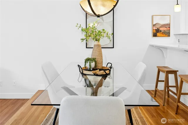 a view of furniture in wooden floor
