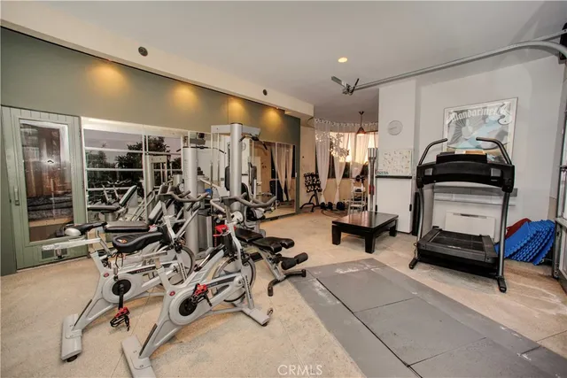 a view of a room with gym equipment