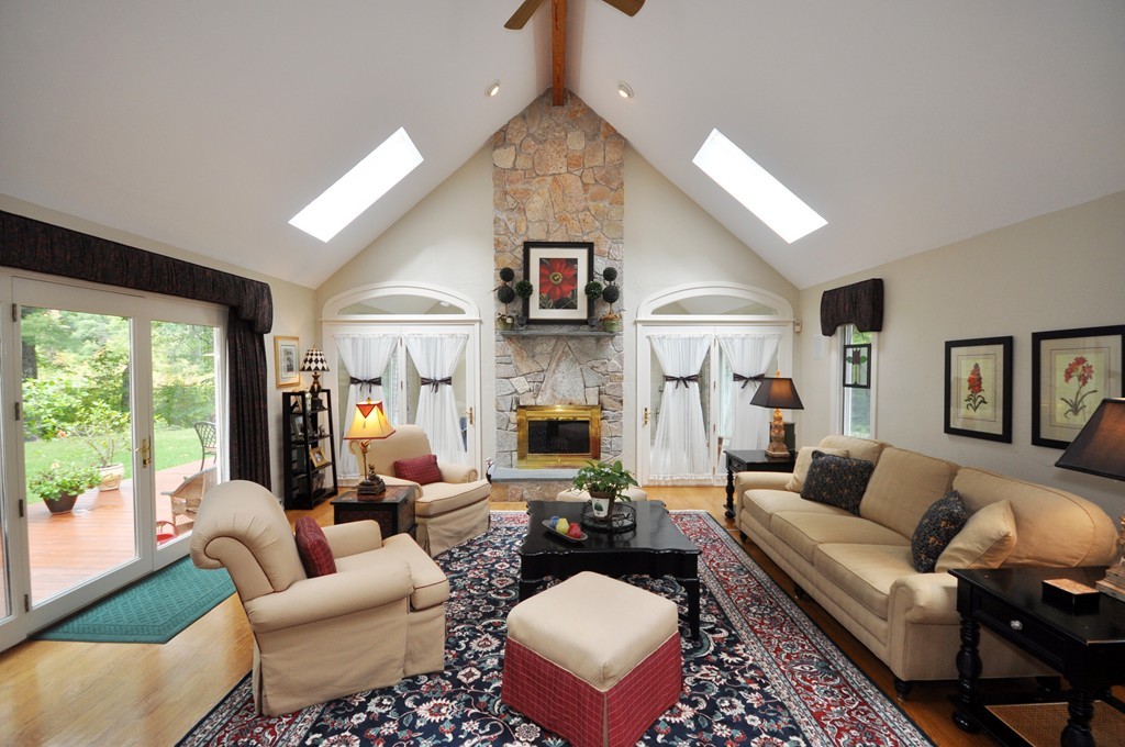 54 Phillips Road Sudbury, MA 01776 - Photo 8 of 30 a living room with furniture fireplace and a large window