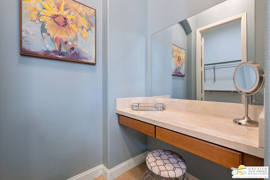 88 Vía Las Flores Rancho Mirage, CA 92270 - Photo 53 of 65 a bathroom with a sink and a mirror