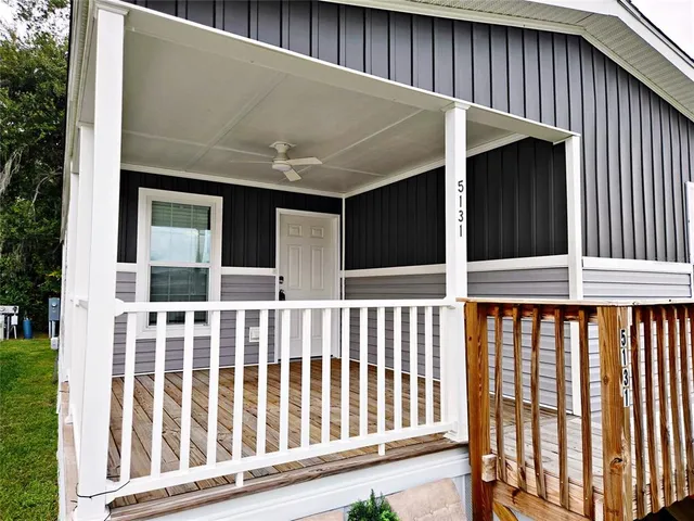a view of wooden balcony