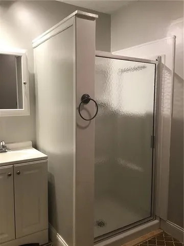 a bathroom with a shower