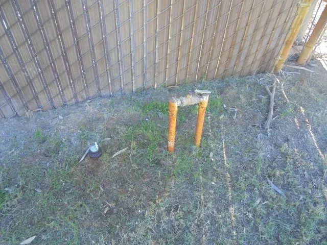 a view of a yard with an outdoor space