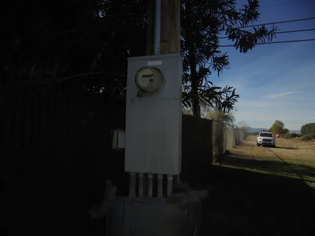 a view of a dry yard with wooden fence