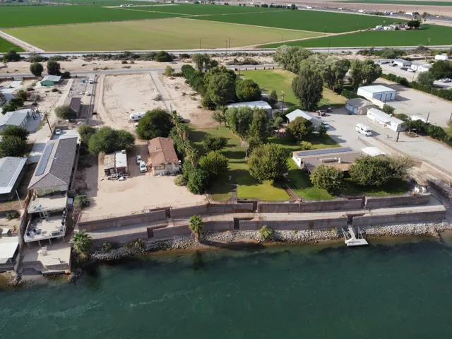 a view of a lake with a city