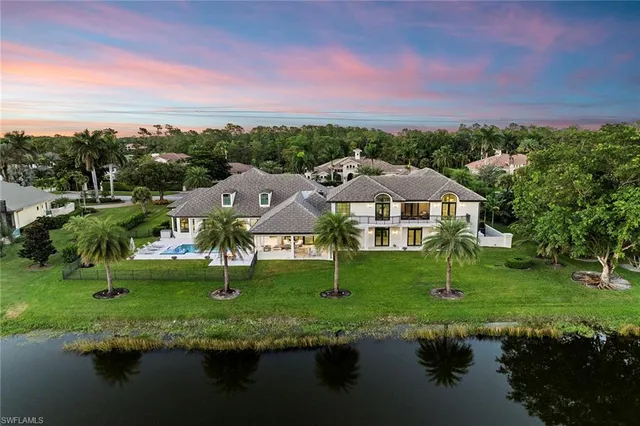 an aerial view of a house with a garden
