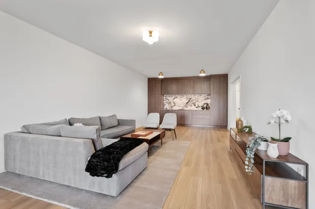 a view of a livingroom with furniture window and wooden floor