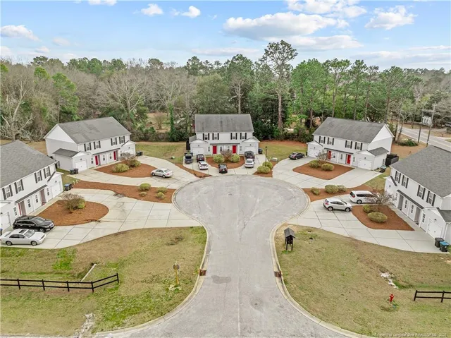 a view of a patio with furniture