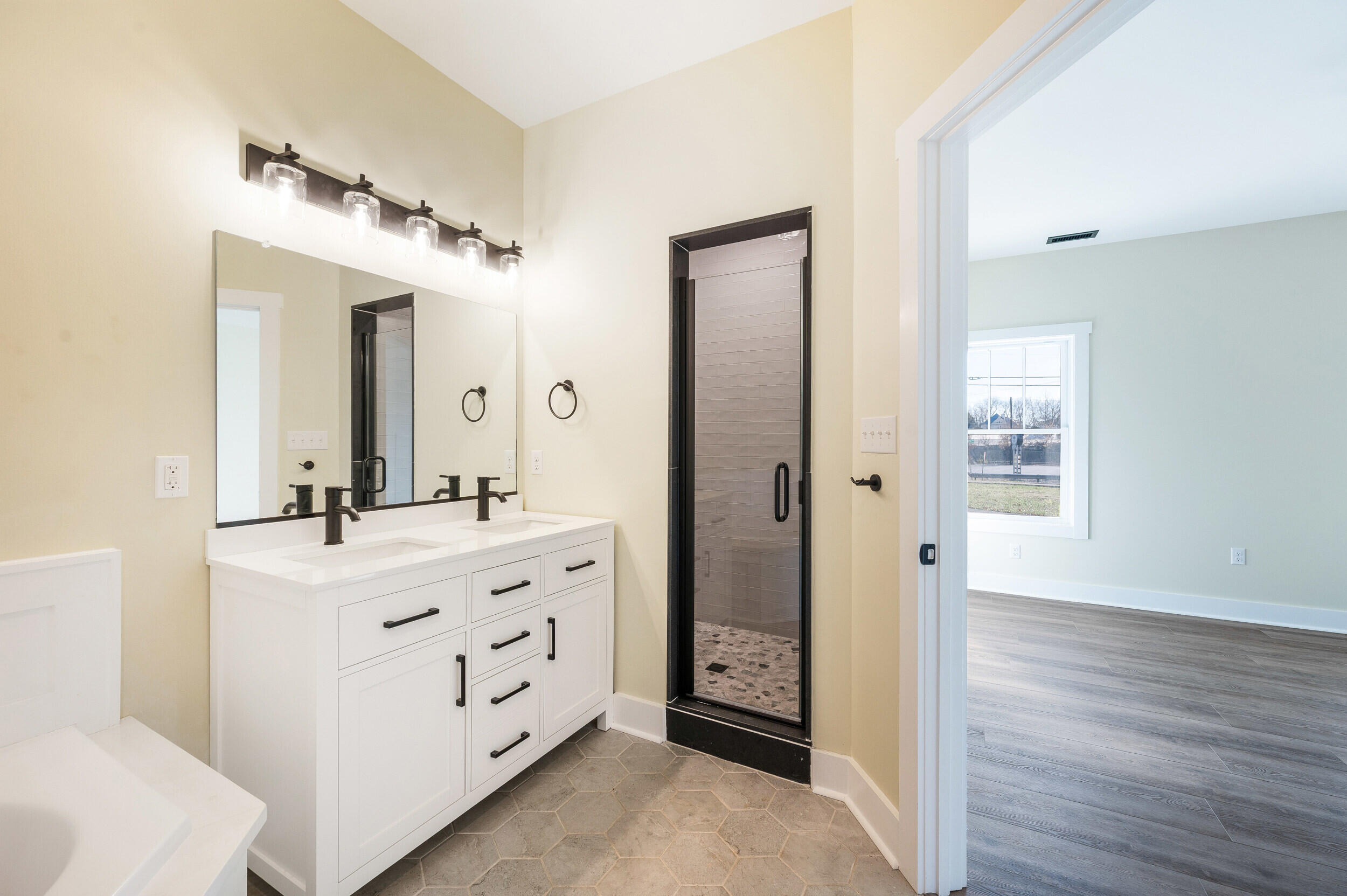 520 Raflo Place Avenue Bedford, VA 24523 - Photo 30 of 54 a spacious bathroom with a double vanity sink a mirror and a shower