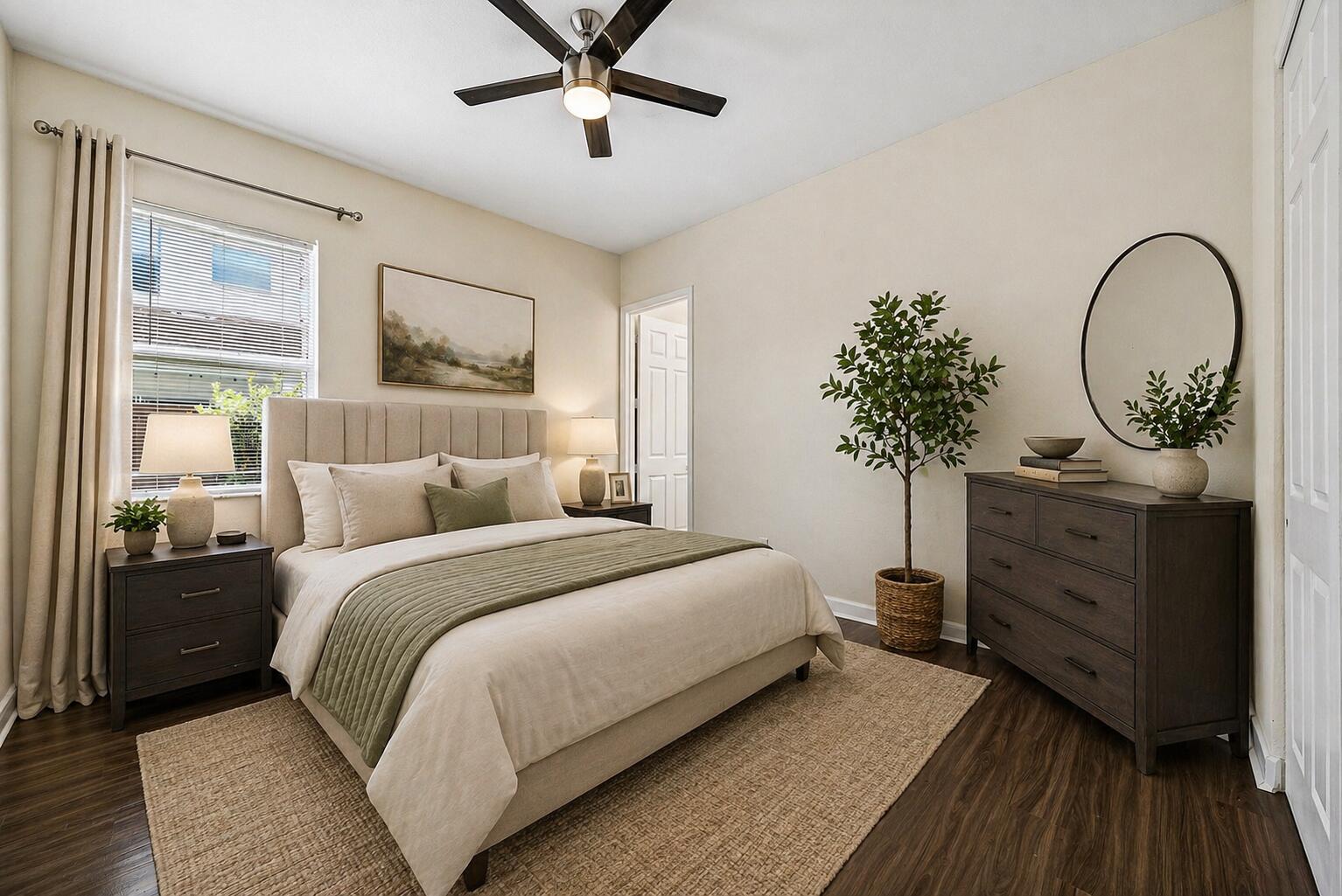 1031 Ember Ridge Run Loxahatchee, FL 33470 - Photo 13 of 52 a bedroom with a bed and a potted plant