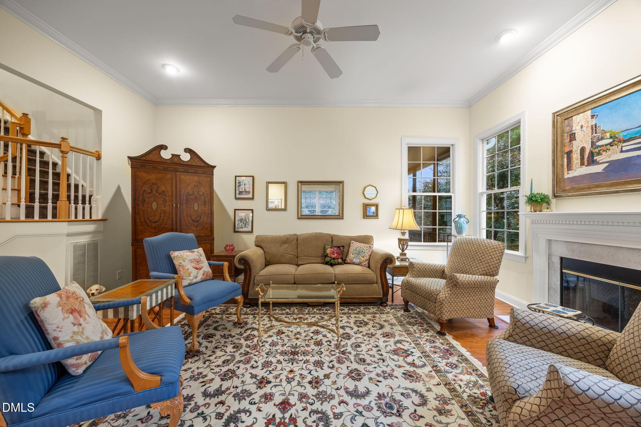 7417 Fontana Ridge Lane Raleigh, NC 27613 - Photo 14 of 54 a living room with furniture fireplace and rug